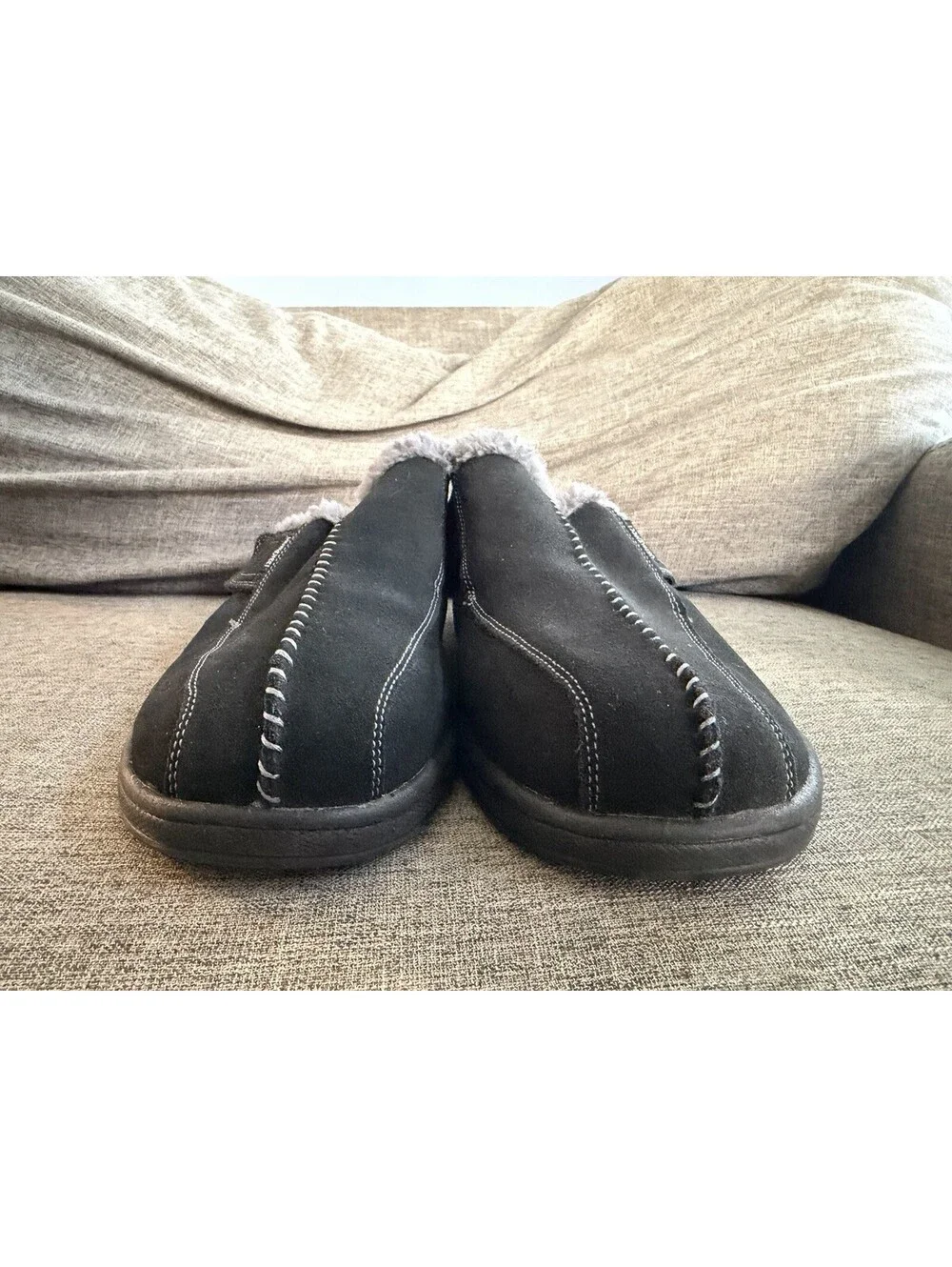 Orthofeet Asheville Mens Size 10 Wide Black Suede Orthopedic Clog Slippers